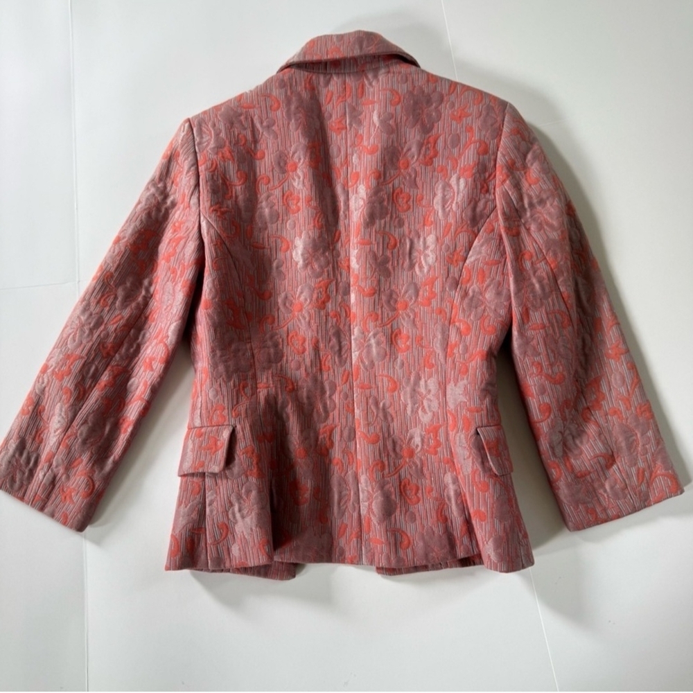 MNG Pink/Rust Ice Blue Blazer with Notched Lapel and Structured Shoulders - Picture 3 of 13
